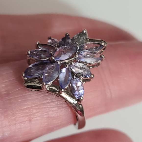 925 tourmaline stauer sterling silver cluster ring lavender purple sz 6 estate - Picture 3 of 16